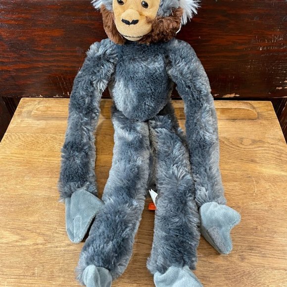 Wild Republic Long Armed Monkey Grey Monkey Plush Hook and Loop Feet Hands - Picture 2 of 6
